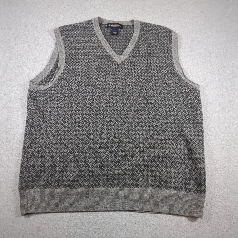 Vintage Brooks Brothers Sweater Vest Mens Large Gray Lambswool Golf Knit